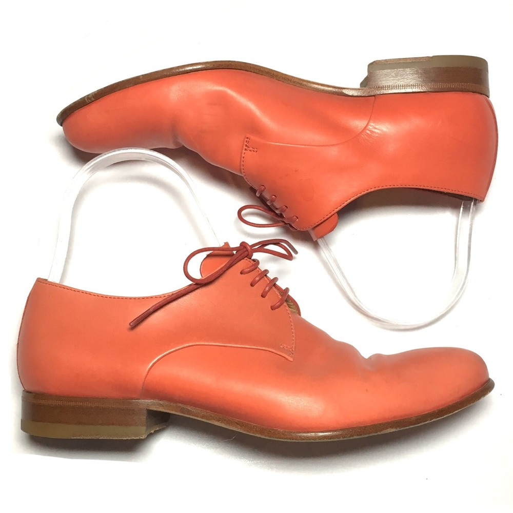 Hugo Boss runway coral pink lace up leather loafers